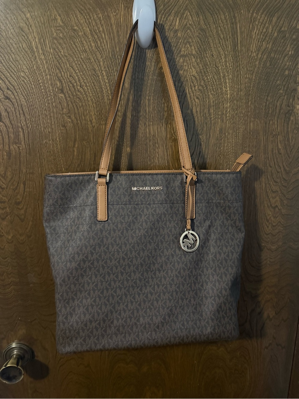Michael Kors Brown Logo Tote with Tan Straps